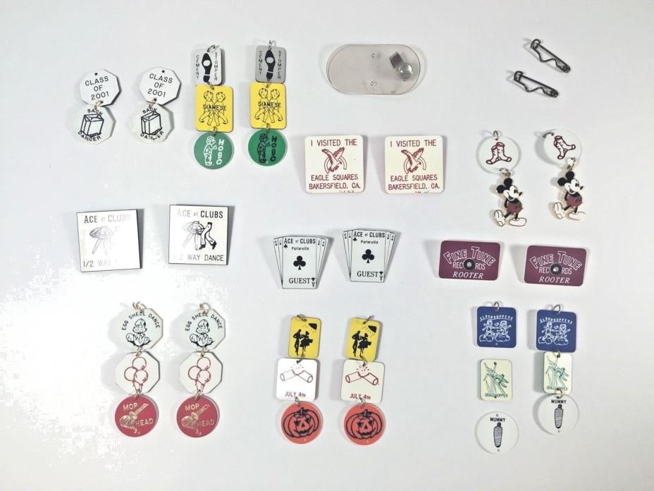 Lot Square Dance Dangles Pins Badges Pin Backs Mickey Mouse Cloudhoppers Etc