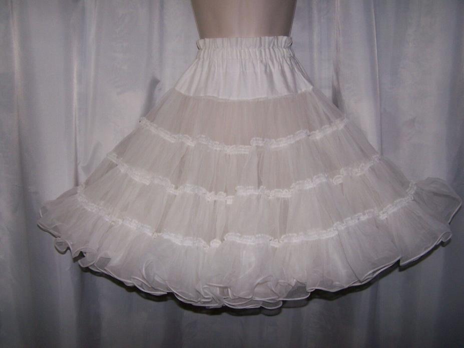 Partners Please Square Dance Petticoat White Shimmery, Fishline, Adj Length