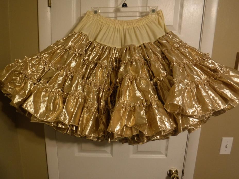VTG Women's Fashion Magic Fendler VERY FULL Metallic Gold SQUARE DANCE PETTICOAT