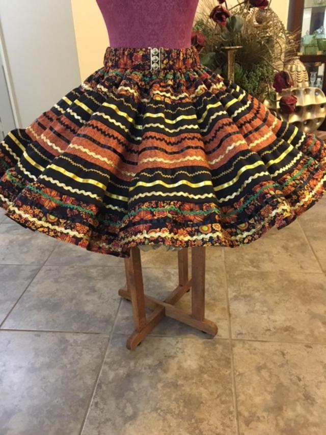 Square Dance Skirt, Fall Colors, Size Medium, 20