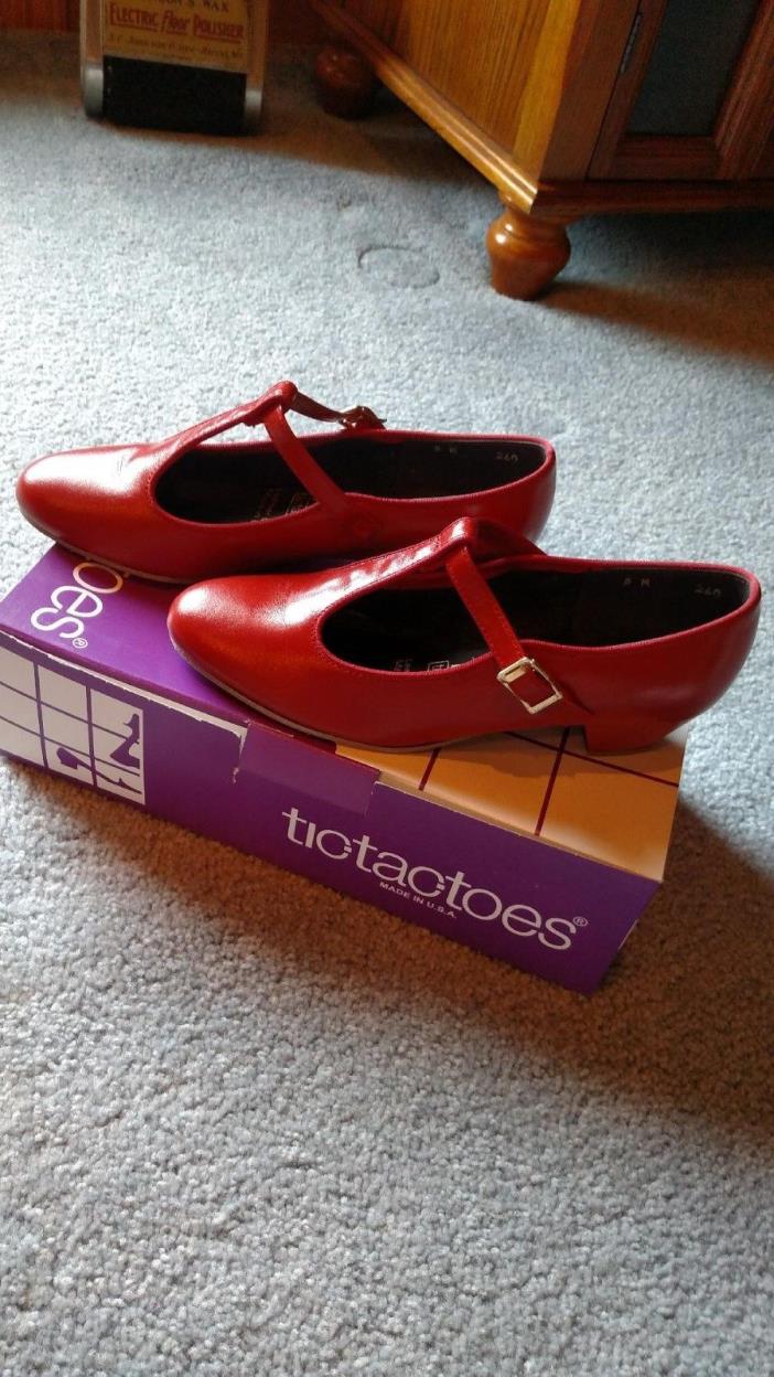 NIB Tic Tac Toes Peggy RED square dance shoes size 5. NIB FREE SHIPPING
