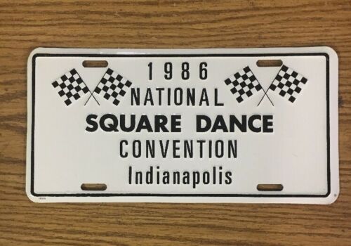 Vintage 1986 National Square Dance Convention Indianapolis White License Plate 2