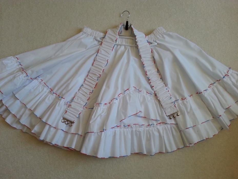 WHITE, RED, BLUE SQUARE DANCE BLOUSE AND SKIRT