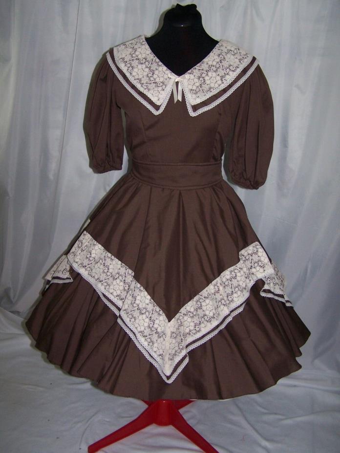 Jeri Bee Brown Vintage Square Dance Lolita Cosplay Dress Size 10