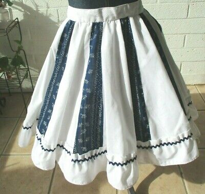 Navy & white panels poly cotton square dance skirt  30