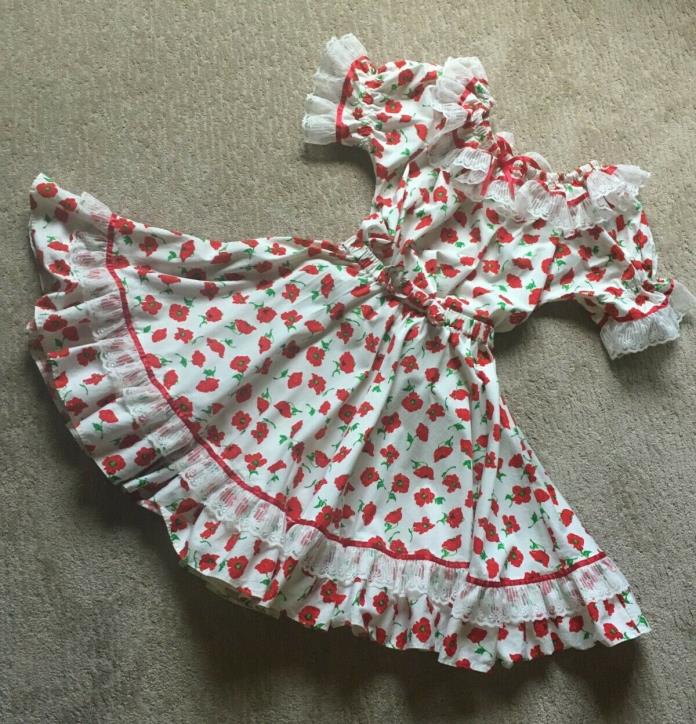 Women's Square Dancing Outfit with Roses, Lace, Ruffles, and Bows size M/L