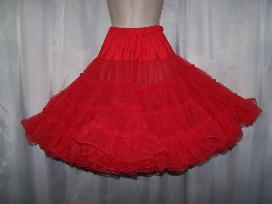 Red Square Dance Petticoat Fishline, Shimmery Adj Length Waist 24