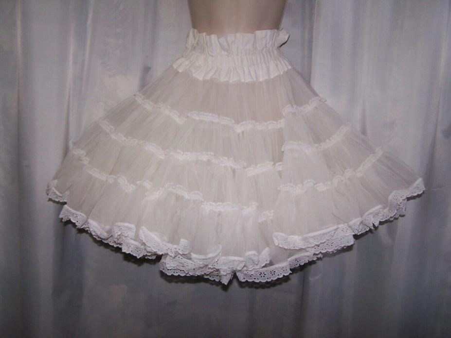 Vintage Square Dance Petticoat 4 Tier White Adjustable Length Waist 20