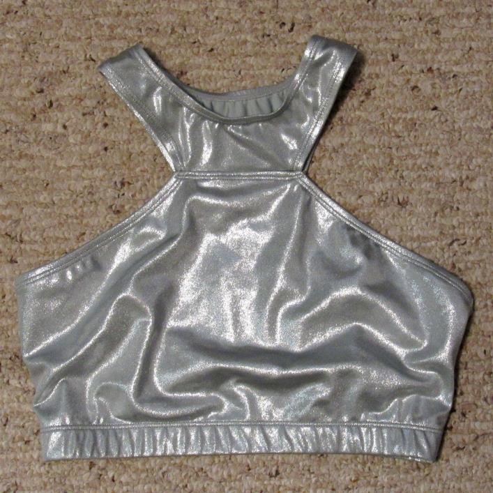 BALERA DANCEWEAR WOMENS CROP TOP SIZE MA 8/10 Silver Metallic 36