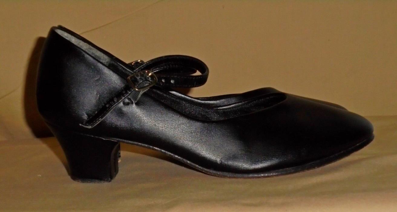 Women's Black Leather LEOs Character Dance Shoes Heel 2