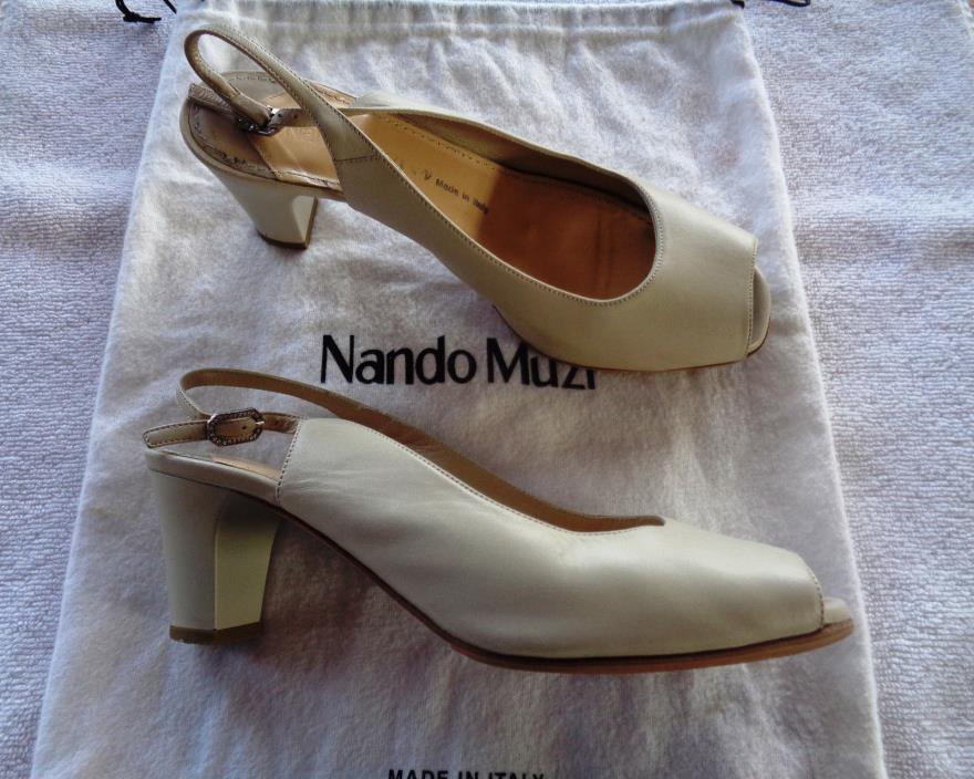 WOW $650 Nando Muzi Womens W Beige Shoes SIze 7 Swarovski Crystals Italy L@@K !