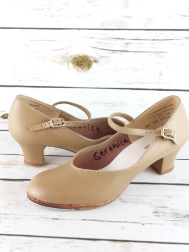 Balera Tap Mary Jane Shoes Women's Size 7 M Tan Leather Shoes 3Q4