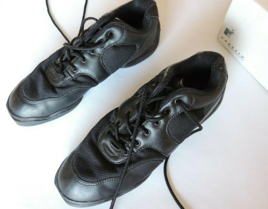 Capezio Womens Black Mesh/Faux Leather Split Sole Dance Sneakers 10.5 M