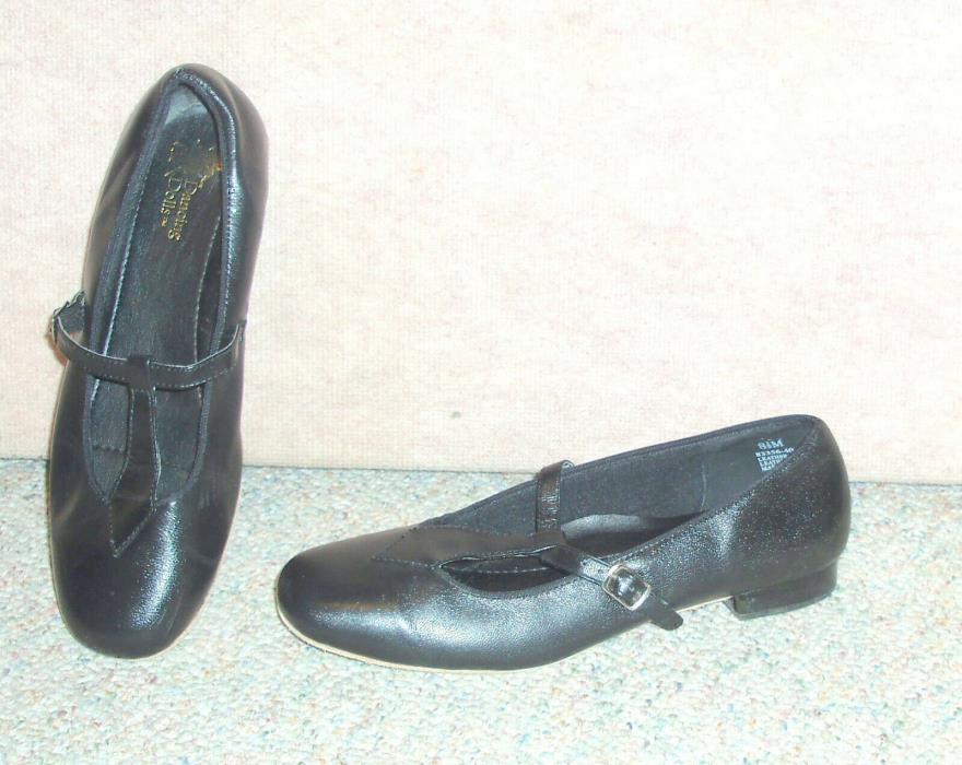 Women's black leather upper & soles DANCING DOLLS dance shoes , sz 8.5  M