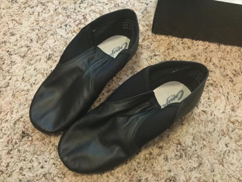 NEW Capezio Black Leather Stretch Jazz Dance Shoes Size 8 M In Box