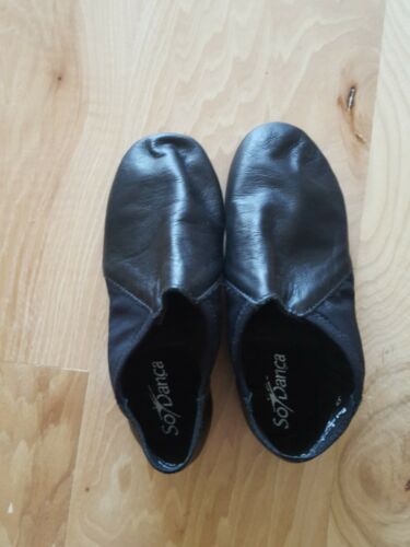 So Danca JZ45 Kid Size 13.5 W Black Leather Upper Slip On Sole Jazz Shoe
