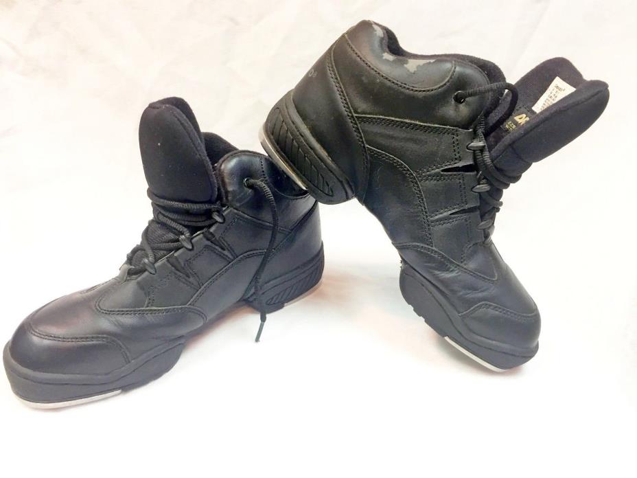 Capezio Dansneaker Tap Dance Black Leather Shoes Womens 8 Lace Up