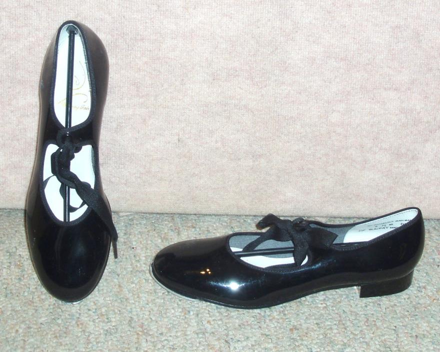 Women's  black patent DANCING FAIR  tap dance shoes , sz 8 M , NEW