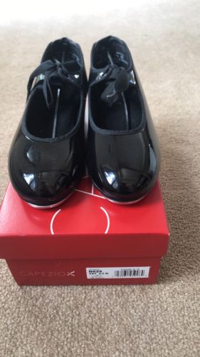 Capezio Women's N625 Jr. Tyette Tap Shoe Black Patent 4.5M US NIB