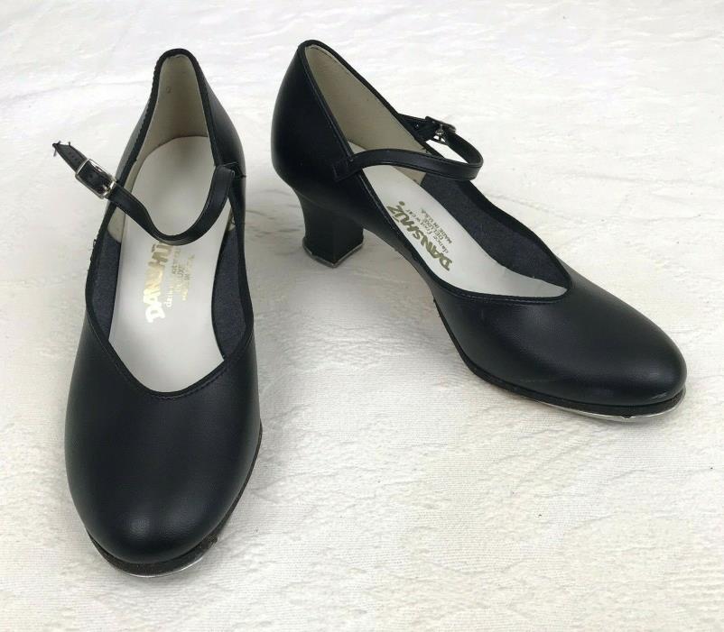 DANSHUZ Womens Sz 8 Tap Shoes Black Leather Mary Jane 2.5