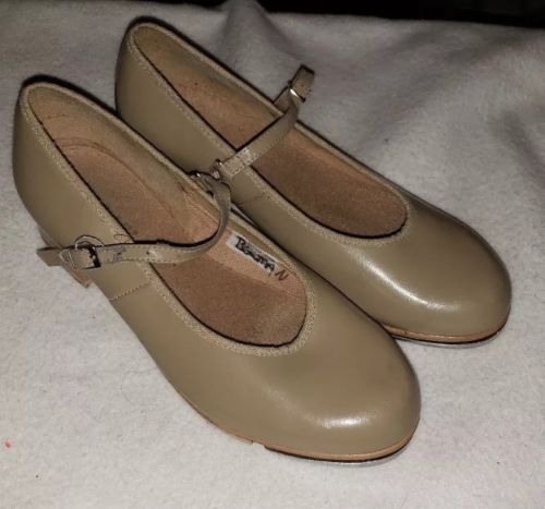 Womens Bloch Tecmno Tap #3H Sz 7M Toupe Leather Slip-On Dance Tap Shoes