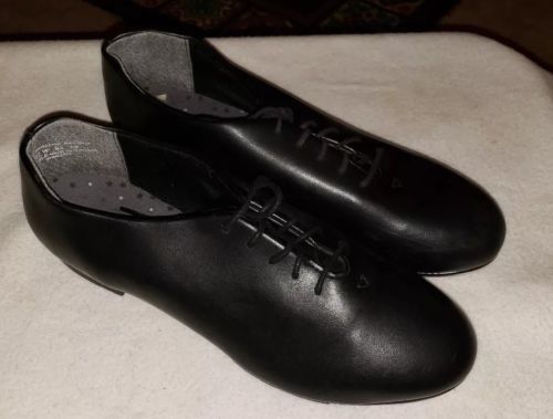 Womens Capezio Tele Tone Jr #442 Sz 12 Wide Black Leather Dance Tap Shoes