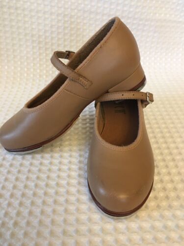 Bloch Techno Tap Tan Leather Girls Tap Shoes  SZ 10 1/2