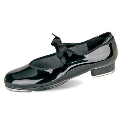 Danshuz Toddler Girls Black Patent Grosgrain Ribbon Tap Shoes Size 8