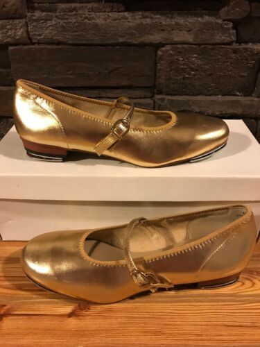 Gold Scoop Clogging  Shoes Women's Size 6.5 W With Steven Stomper Taps. Vintage