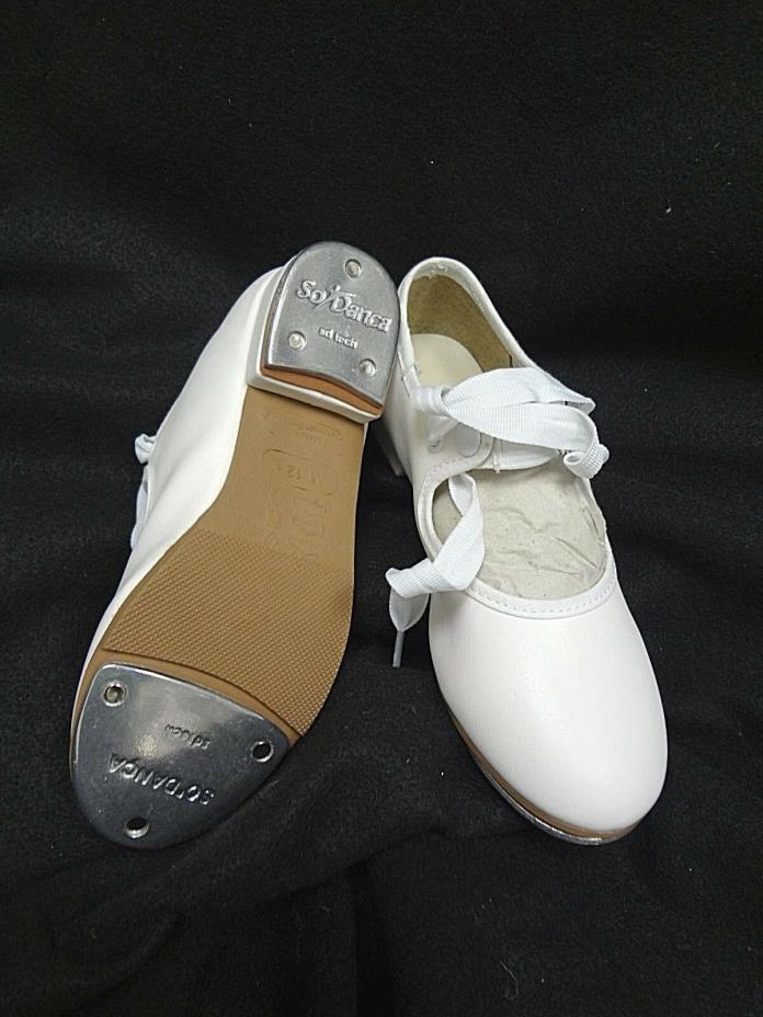 So Danca TA35 GIRLS's Size 12 s Medium White Classic Tie-Up Tap Shoes~NEW in BOX