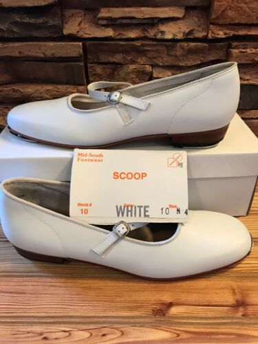 White Scoop Clogging  Shoes Women's Size 10 N (NARROW) Steven Stomper Buck Taps