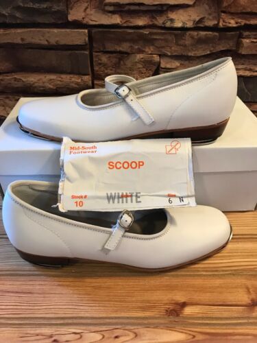 White Scoop Clogging Shoes Women's Size 6 N (NARROW) Steven Stomper Buck Taps
