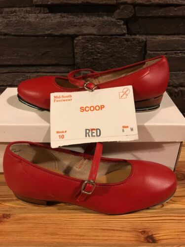 Red Scoop Clogging  Shoes Women's Size 8 W With Steven Stomper Taps. Vintage