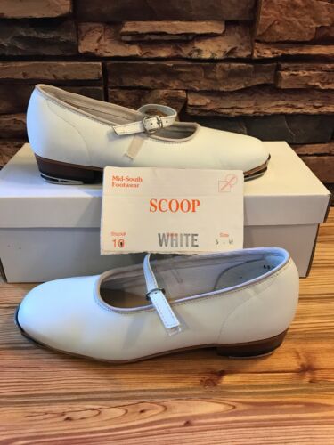 White Scoop Clogging  Shoes Women's Size 5 W With Steven Stomper Buck Taps