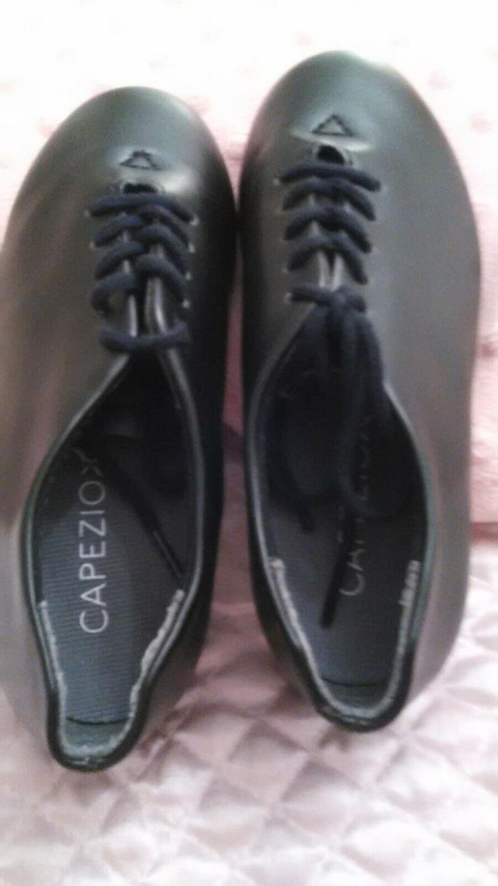 Youth Capezio Shoe Tel Tone Tap Dancing Lace Up Black Leather  Shoe 443C 11 W