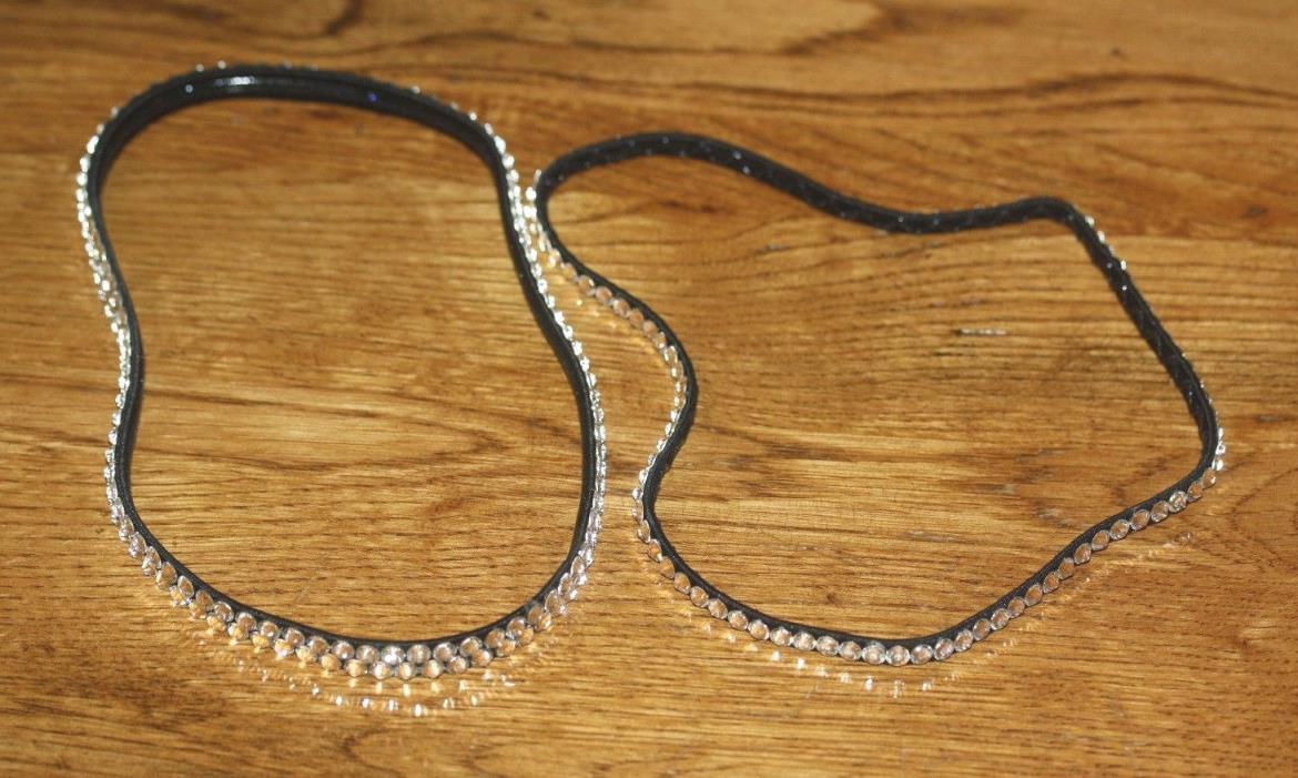 2 RHINESTONE EMBELLISHED STRETCHY HEADBANDS--RUBBER BACKING--EXCELLENT