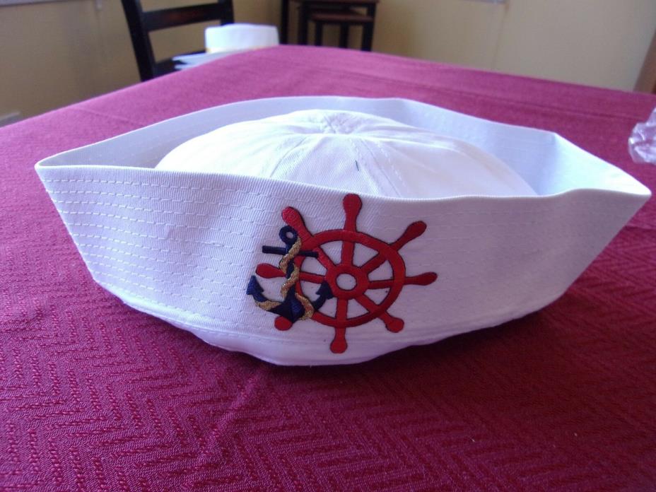 Lot of 13 White Navy Hat / Cap w/ Anchor & Ship's Wheel
