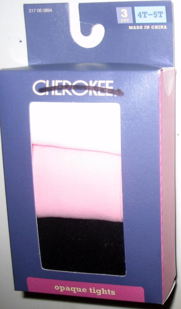 CHEROKEE - NEW IN PKG. - 3 PAIR  - OPAQUE TIGHTS - 4T-5T - 32-42lbs - 39-45.5