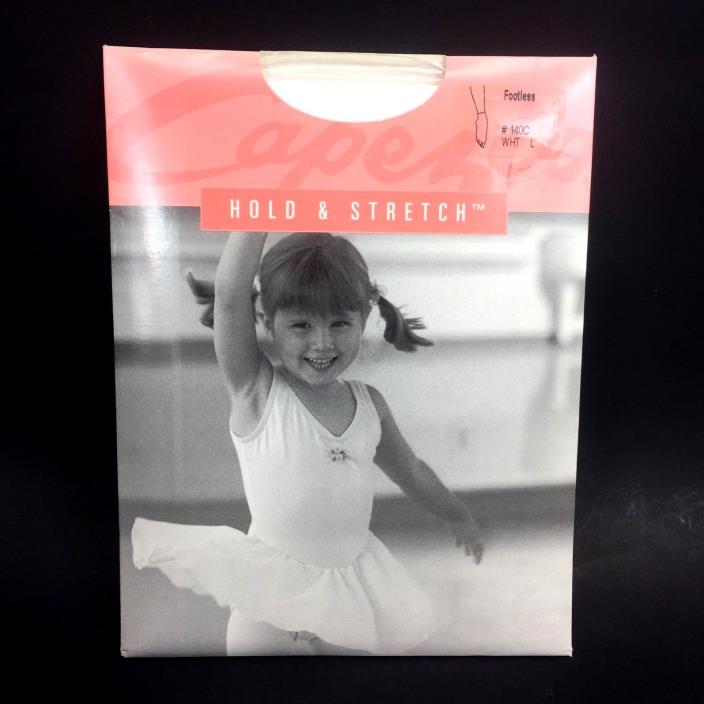 Capezio Footless White Tights Size Large Style#140C Hold & Stretch Coolmax