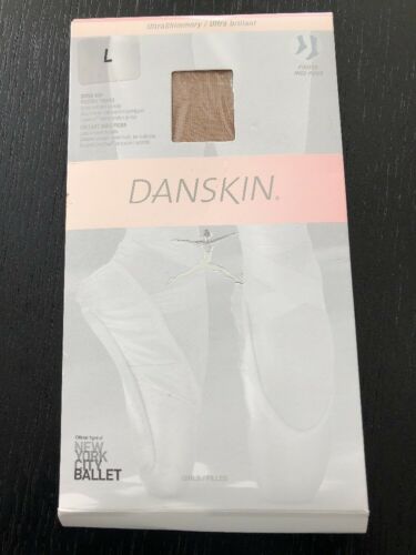 New Danskin Ultrashimmery Dance Tights Footed Large, Light Toast