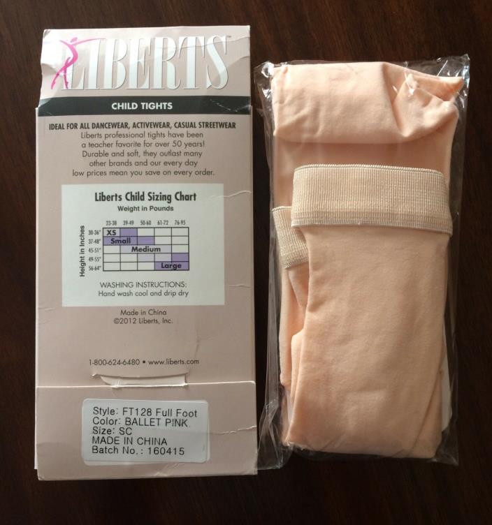 New Girls size small SC Liberts ballet dance full foot tights Color: Ballet Pink