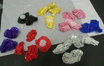 Faux sequin rosettes Lot of 11 sets Dance shoe trim craft Headpieces ruffled