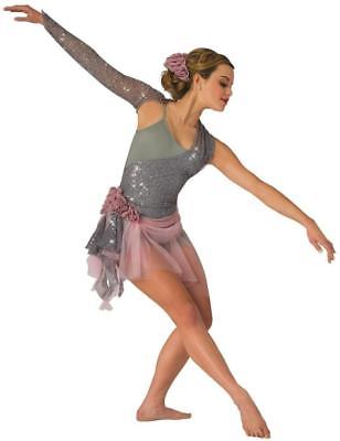 Dance Costume Gallery Medium Adult Gray Pink Lyrical Contemporary Competition