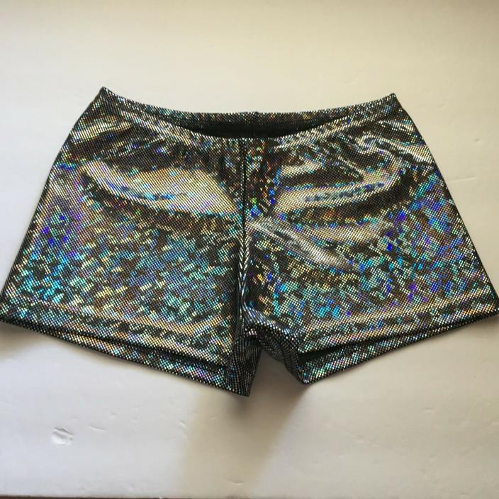75% OFF, Black Shiny Booty Shorts, Ch large~dance~gym~kids~cheer~cosplay~rave
