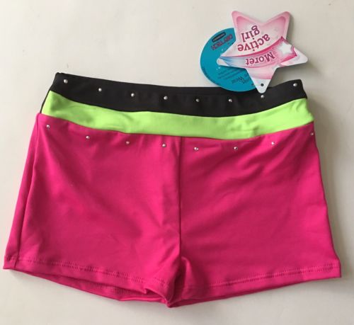 Moret DANCE GYMNASTIC Active Wear Shorts NEW NWT L Large 12 14 Pink Black GIFT