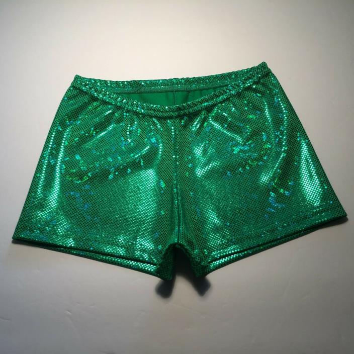 75% OFF Green Shiny Booty Shorts~Ch Small~dance~gym~kid~cheer~cosplay~rave~girls