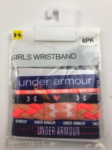 Under Armour Girls Wristbands 6 Pack Blue Coral (25)