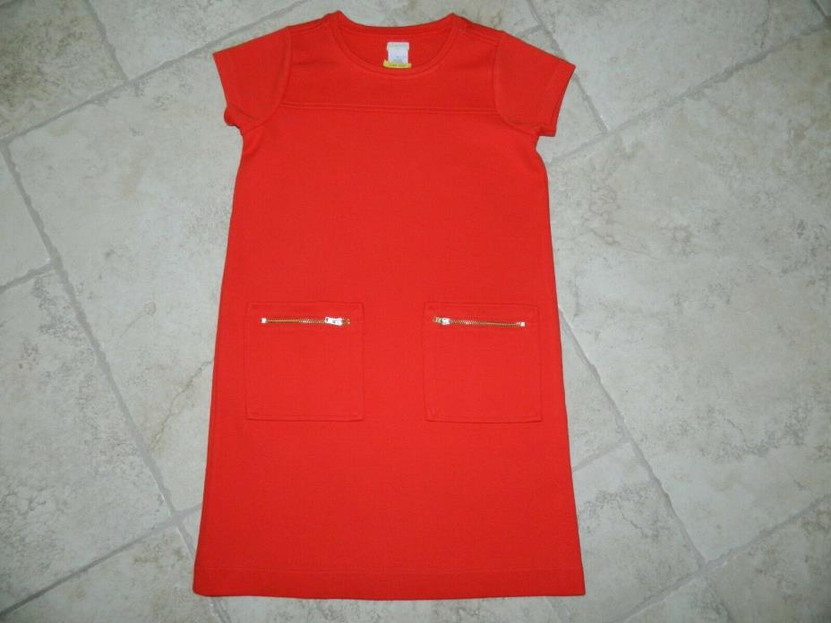 Crewcuts J Crew Girls Short Sleeve Zip Pocket Orange Shift Dress sz 8 A8856