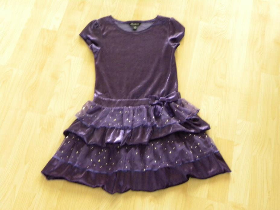 George girls royal purple velvet sparkly ruffle skirt party dress size M 7-8 EUC
