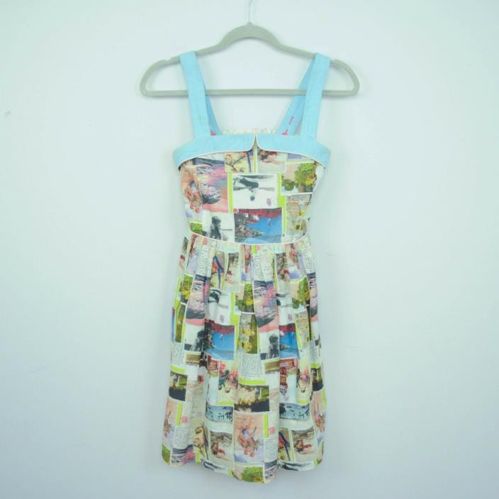 Mini Boden Girls Dress Sz 11-12 Year Photograph Print Fit Flare Adjustable Strap